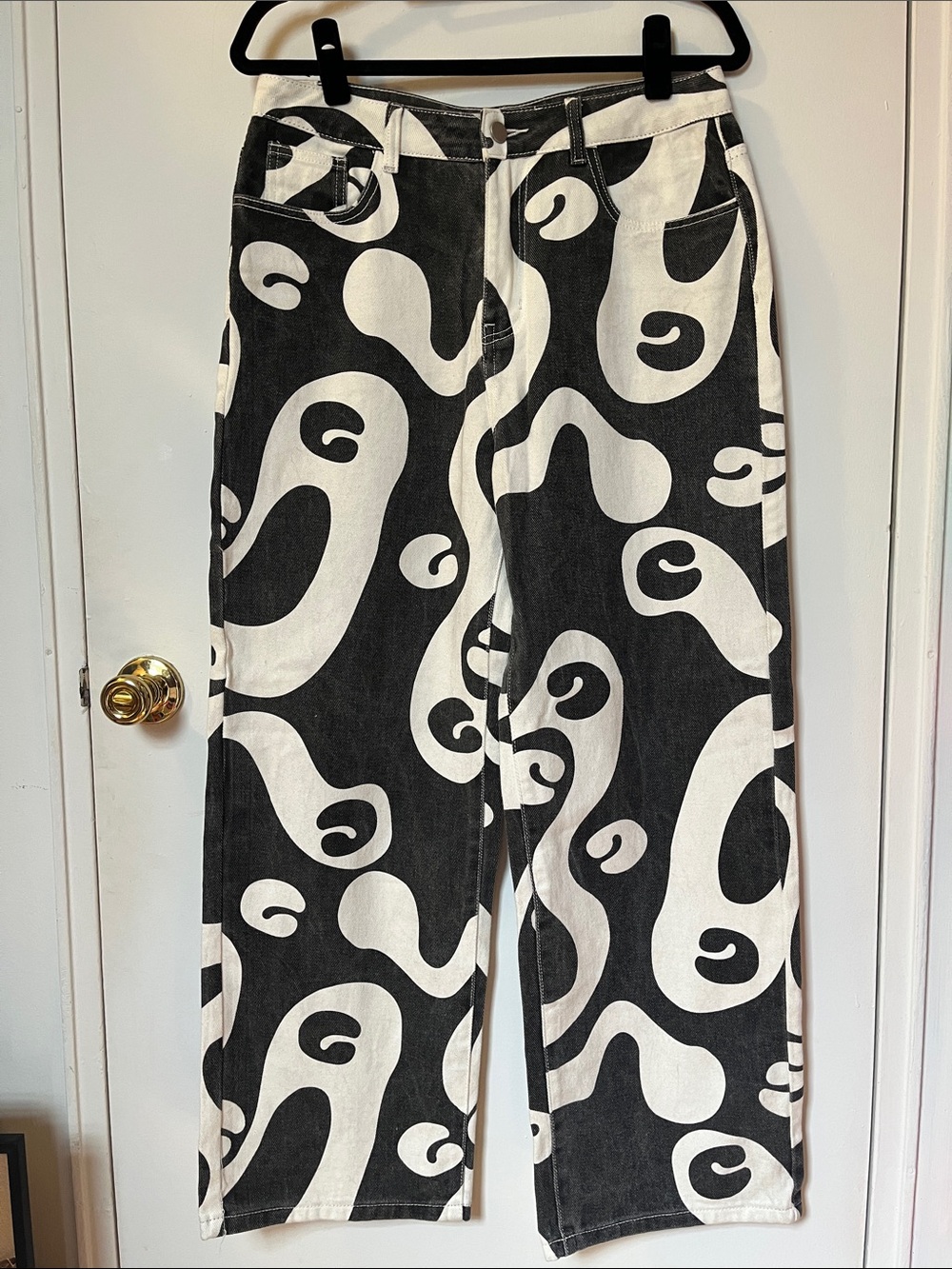 NWT Cider Black & White Abstract Graphic Wide-Leg Pants